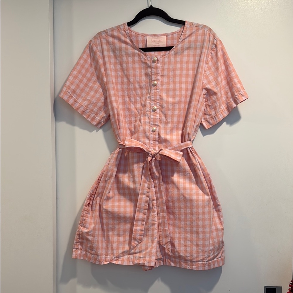 Ban.Do Pink Gingham Button-Up Romper